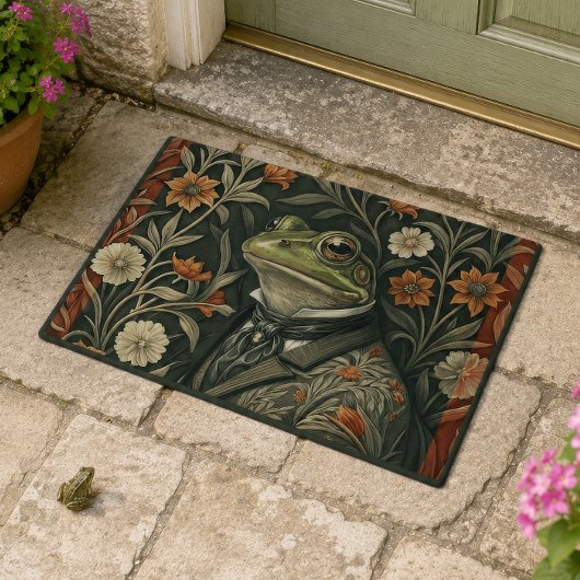Grüner Frosch in viktorianischer Herrenbekleidung Fußmatte