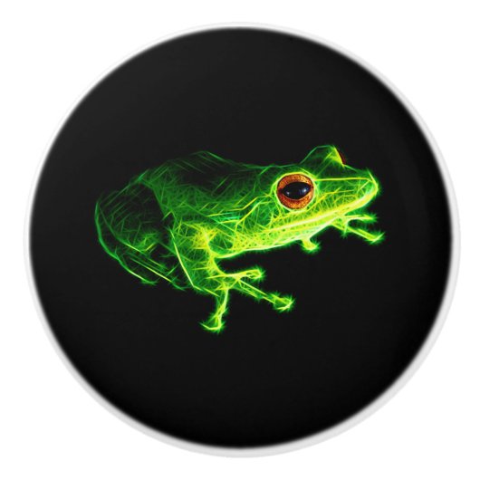 Grüner Frosch Keramikknauf (Vorderseite)