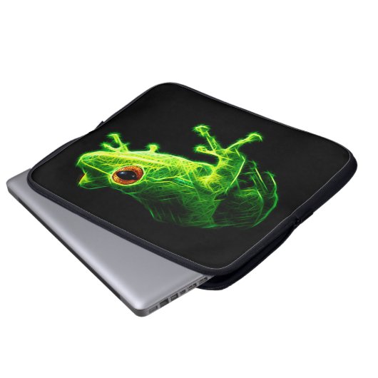 Grüner Frosch Laptopschutzhülle (Vorne Knopf)