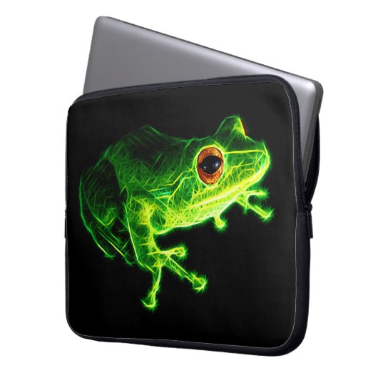 Grüner Frosch Laptopschutzhülle (Vorderseite Links)