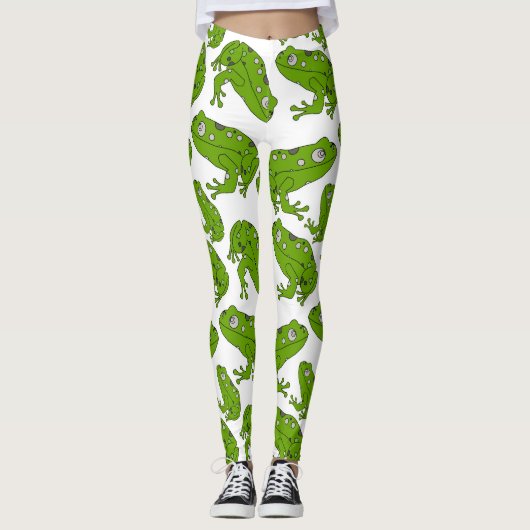 Grüner Frosch Leggings (Vorderseite)