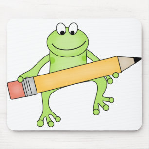 Grüner Frosch mit Bleistift Mousepad