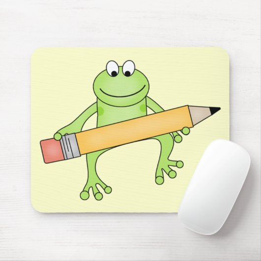 Grüner Frosch mit Bleistift-T-Shirts und Mousepad (Mit Mouse)