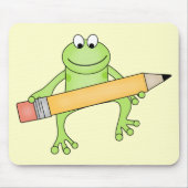 Grüner Frosch mit Bleistift-T-Shirts und Mousepad (Vorne)