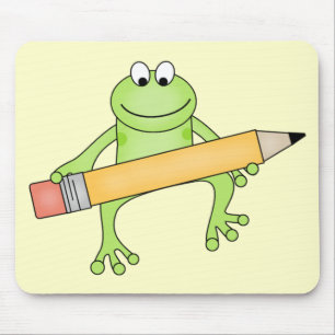 Grüner Frosch mit Bleistift-T-Shirts und Mousepad
