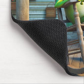 Grüner Frosch mit einer Bierflasche Mousepad (Ecke)