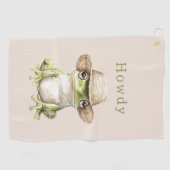 Grüner Frosch mit Hut Golfhandtuch (Horizontal)