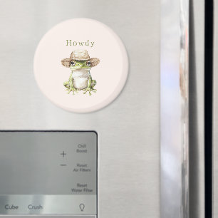 Grüner Frosch mit Hut in Rosa Magnet