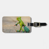 Grüner Frosch mit Koffer-Gepäckanhänger Gepäckanhänger (Vorderseite horizontal)