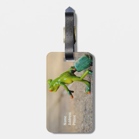 Grüner Frosch mit Koffer-Gepäckanhänger Gepäckanhänger (Rückseite vertikal)