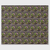 Grüner Frosch mit rosa Daisy Geschenkpapier (Flach)