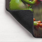 Grüner Frosch mit rosa Daisy Mousepad (Ecke)