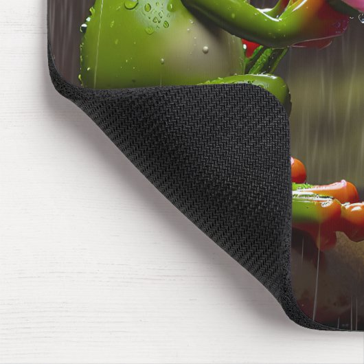 Grüner Frosch mit rosa Daisy Mousepad (Ecke)