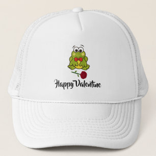 Grüner Frosch mit rote Rose Truckerkappe