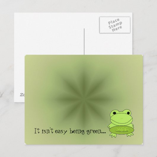 Grüner Frosch mit Sprichwort Postkarte (Vorne/Hinten)