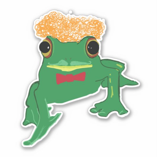 Grüner Frosch Mustaches Aufkleber (Vorderseite)