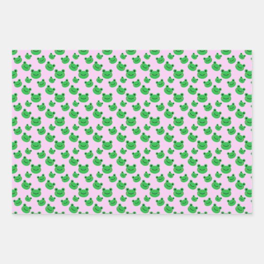 Grüner Frosch Muster Rosa Geschenkpapier Set (Vorderseite 2)