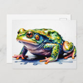 Grüner Frosch, Niedliche Farbtote Postkarte (Vorne/Hinten)