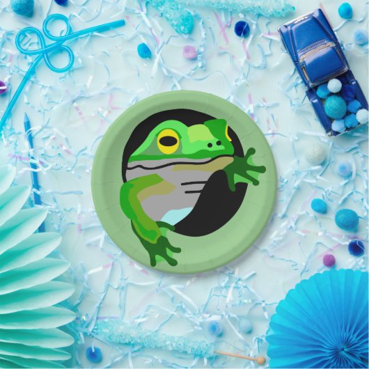 Grüner Frosch Pappteller (Party)