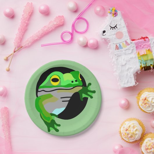 Grüner Frosch Pappteller (Party)