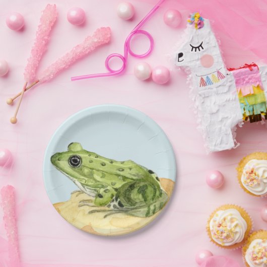 Grüner Frosch Pappteller (Party)