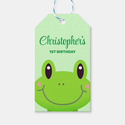 Grüner Frosch Party Geburtstagsgeschenk Geschenkanhänger (Vorderseite)