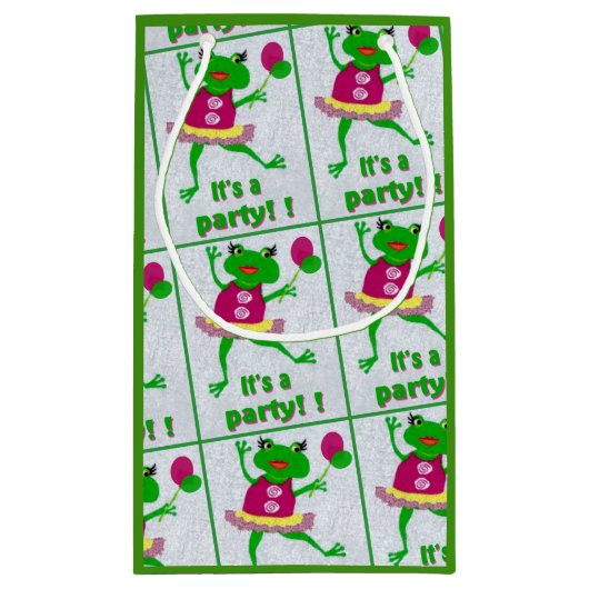 Grüner Frosch-Party-Geschenk-Tasche für irgendeine Kleine Geschenktüte (Rückseite)