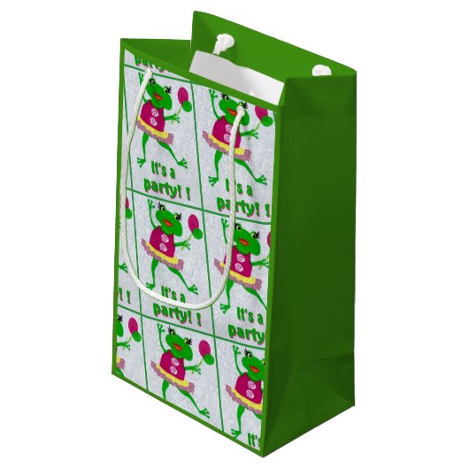 Grüner Frosch-Party-Geschenk-Tasche für irgendeine Kleine Geschenktüte (Rückseite Schrägansicht)