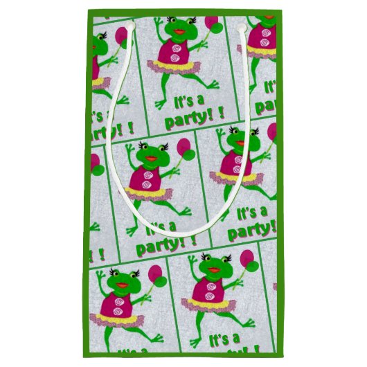 Grüner Frosch-Party-Geschenk-Tasche für irgendeine Kleine Geschenktüte (Vorderseite)