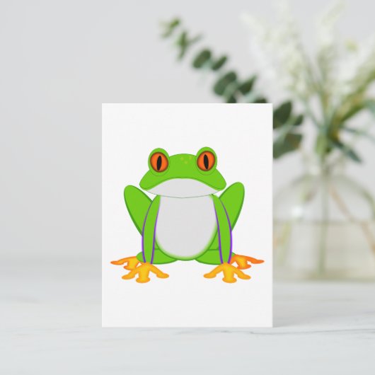 Grüner Frosch Postkarte (Stehend Vorderseite)