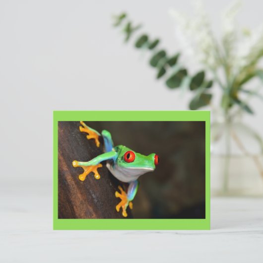 Grüner Frosch Postkarte (Stehend Vorderseite)