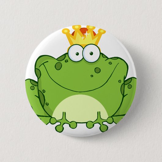 Grüner Frosch-Prinz Cartoon Character Button (Vorderseite)