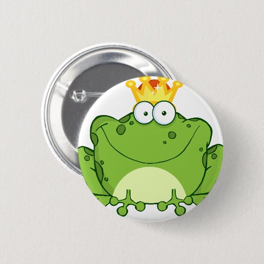 Grüner Frosch-Prinz Cartoon Character Button (Vorne & Hinten)