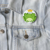 Grüner Frosch-Prinz Cartoon Character Button (Beispiel)