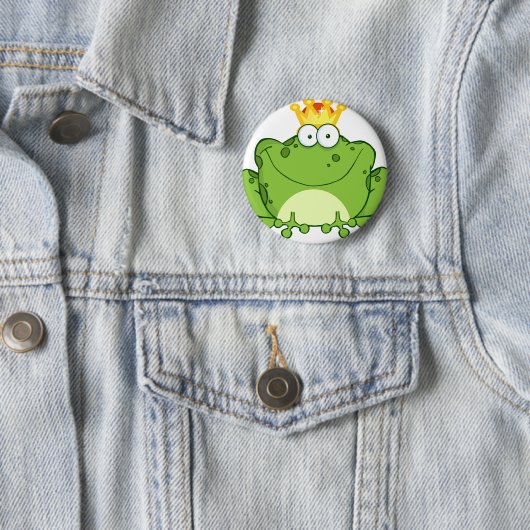 Grüner Frosch-Prinz Cartoon Character Button (Beispiel)