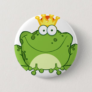 Grüner Frosch-Prinz Cartoon Character Button