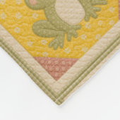 Grüner Frosch Quilt Fleecedecke (Ecke)