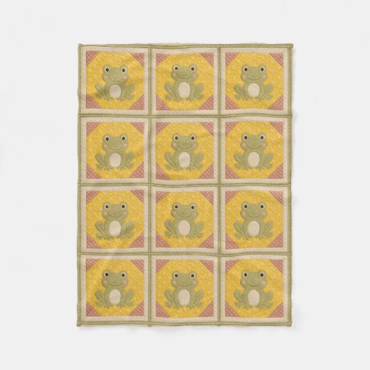 Grüner Frosch Quilt Fleecedecke (Vorderseite)