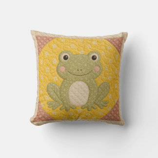 Grüner Frosch Quilt Kissen