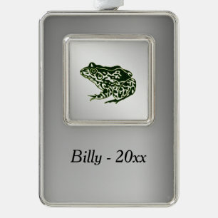Grüner Frosch Rahmen-Ornament Silber