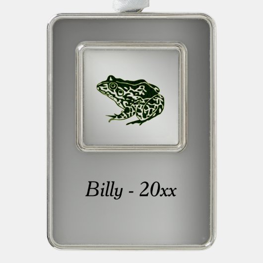 Grüner Frosch Rahmen-Ornament Silber (Vorderseite)