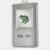 Grüner Frosch Rahmen-Ornament Silber (Links)