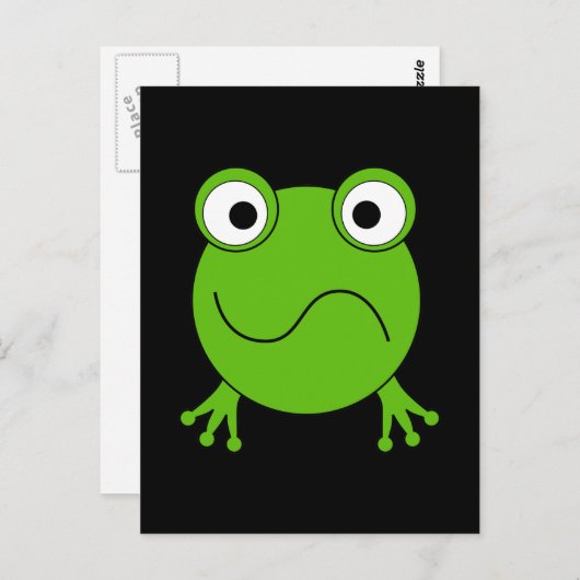 Grüner Frosch. Sieht verwirrt aus. Postkarte (Vorne/Hinten)