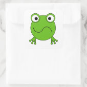 Grüner Frosch. Sieht verwirrt aus. Quadratischer Aufkleber (Tasche)