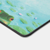Grüner Frosch springt in die Teichillustration Schreibtischunterlage (Ecke)