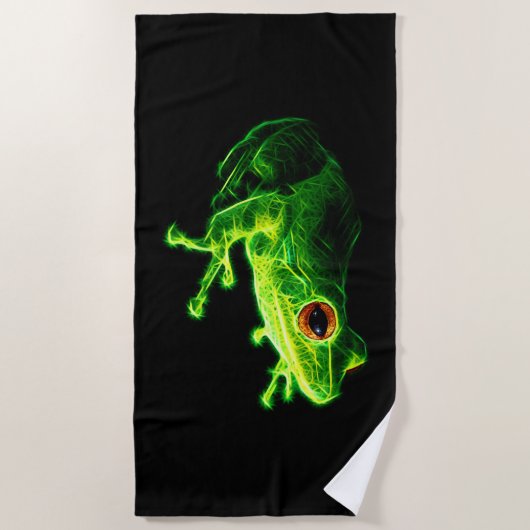 Grüner Frosch Strandtuch (Vorderseite)