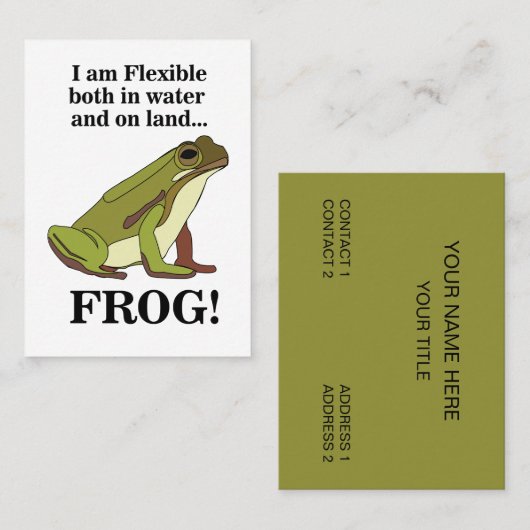 Grüner Frosch Tier Lustig Visitenkarte (Vorne/Hinten)