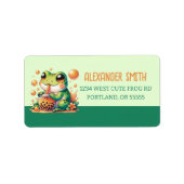 Grüner Frosch trinken Orange Boba Adressaufkleber (Vorne)