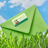 Grüner Frosch trinken Orange Boba Adressaufkleber