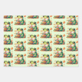 Grüner Frosch trinken Orange Boba Geschenkpapier Set (Vorderseite)